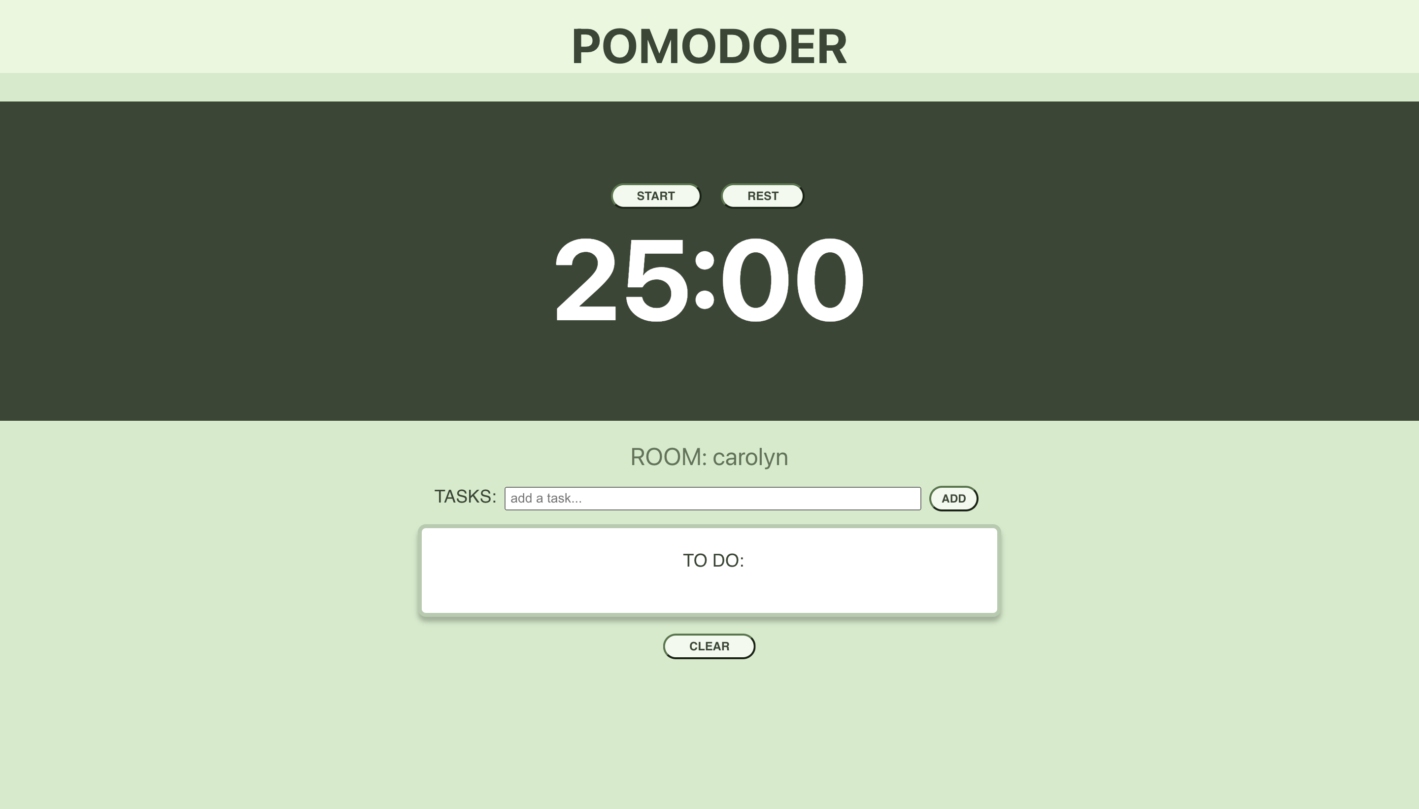 landing page for Pomodoer